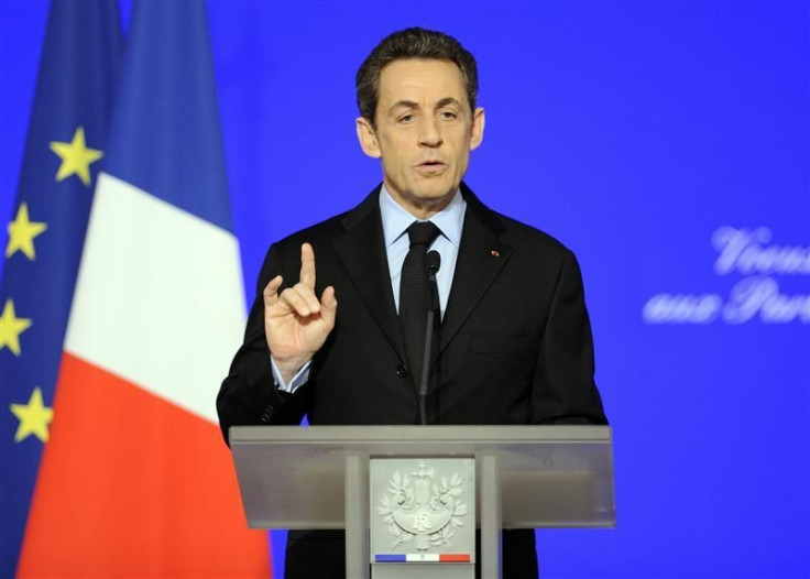 France's President Sarkozy presents the New Year wishes to the members of Parliament at the Elysee Palace in Paris