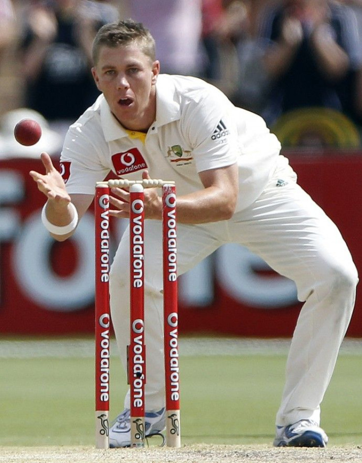 Australia's Doherty is seen behind the stumps during the fourth day of the second Ashes cricket test against England in Adelaide.
