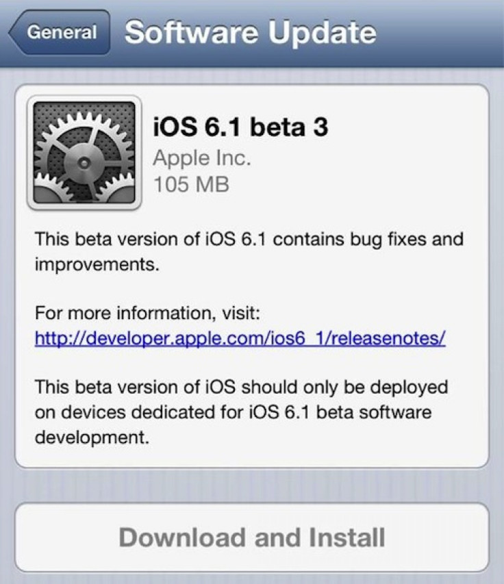 IOS 6.1 Beta 3
