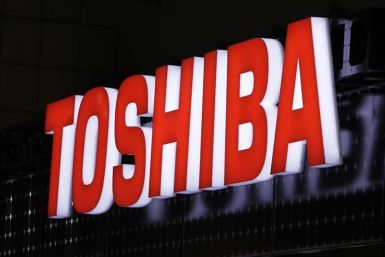 A view shows Toshiba Corp&#039;s logo at the fourth International Photovoltaic Power Generation (PV) Expo in Tokyo