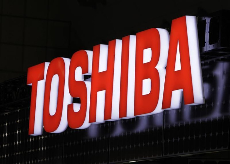 A view shows Toshiba Corp&#039;s logo at the fourth International Photovoltaic Power Generation (PV) Expo in Tokyo