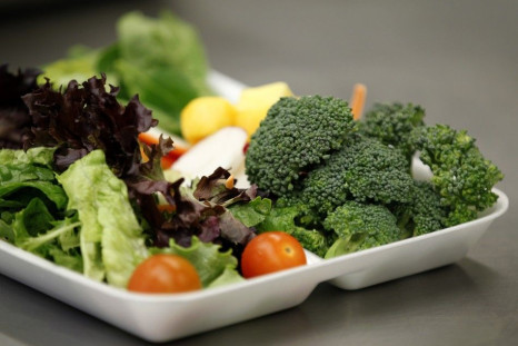 Some of more than 8,000lbs of locally grown broccoli from a partnership between Farm to School and Healthy School Meals is served in a salad to students at Marston Middle School in San Diego.