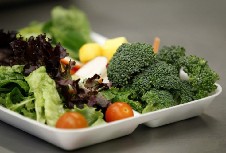 Some of more than 8,000lbs of locally grown broccoli from a partnership between Farm to School and Healthy School Meals is served in a salad to students at Marston Middle School in San Diego.