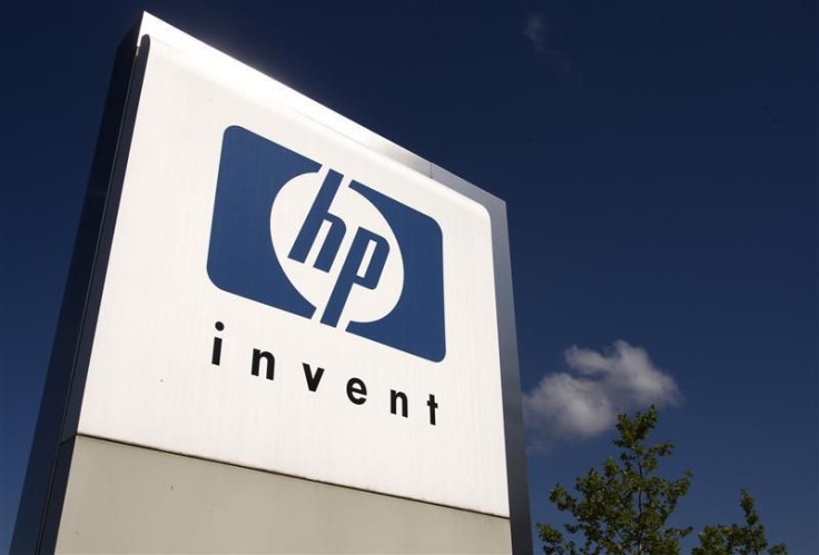 HP Invent logo is pictured in front of Hewlett-Packard international offices in Meyrin near Geneva