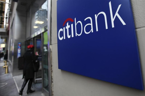 A woman walks into a Citibank branch in New York