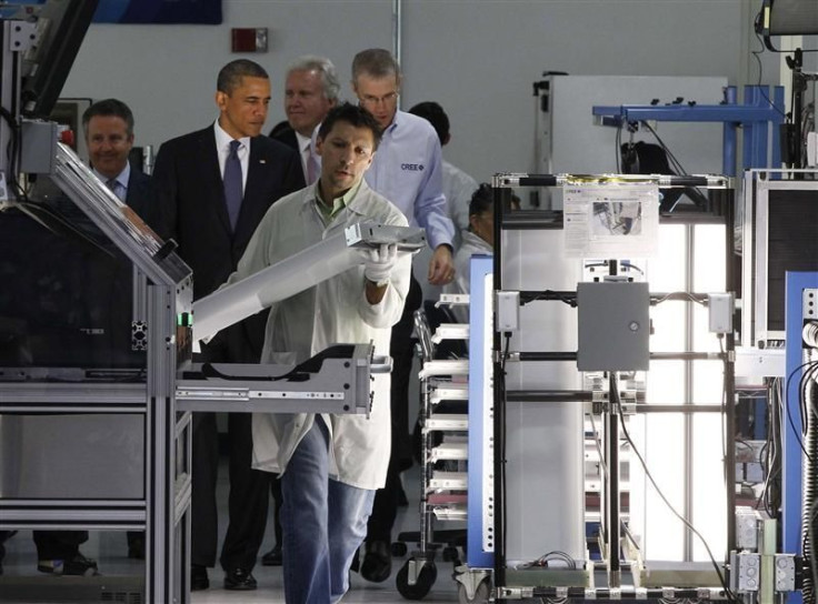 U.S. President Barack Obama receives tour of a manufacturing facility in North Carolina