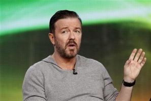 Cast member Ricky Gervais answers a question during the panel for the HBO television series &#039;&#039;Life&#039;s Too Short&#039;&#039; at the Television Critics Association winter press tour in Pasadena, California