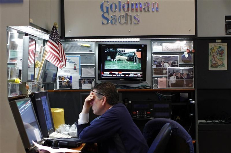 A trader works in the Goldman Sachs booth on the main trading floor of the New York Stock Exchange