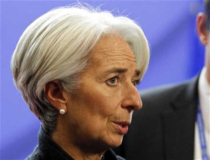 IMF President Christine Lagarde leaves the European Council headquarters after a night of negotiations at a European Union summit in Brussels