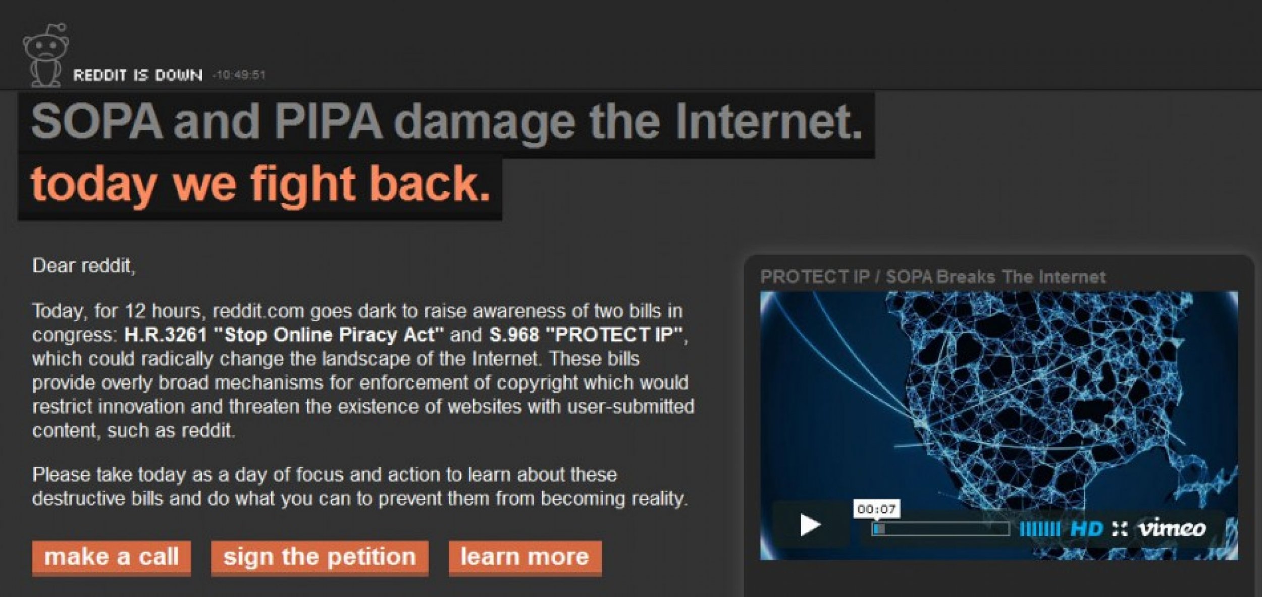 Reddit Blackout in protest against SOPA