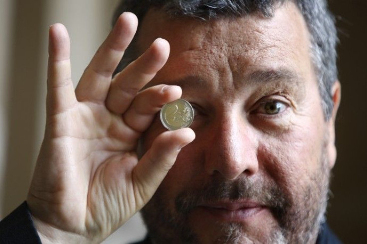 French designer Philippe Starck presents his 2 new Euros coin to mark French European Union presidency at the Hotel de la Monnaie