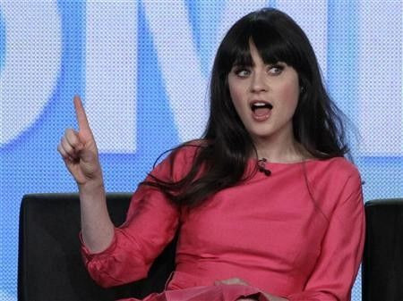 Actress Zooey Deschanel, star of the comedy ''New Girl,'' takes part in a panel session at the FOX Winter TCA Press Tour in Pasadena, California