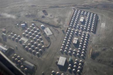 Aerial view of traditional Mongolian tents which will house workers of Oyu Tolgoi copper and gold deposit in Mongolia