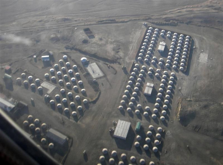 Aerial view of traditional Mongolian tents which will house workers of Oyu Tolgoi copper and gold deposit in Mongolia