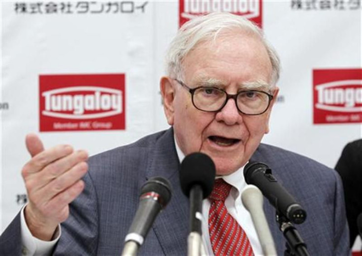 Berkshire Hathaway Chairman Warren Buffett speaks at a news conference after the opening ceremony of Tungaloy Corp&#039;s new plant in Iwaki