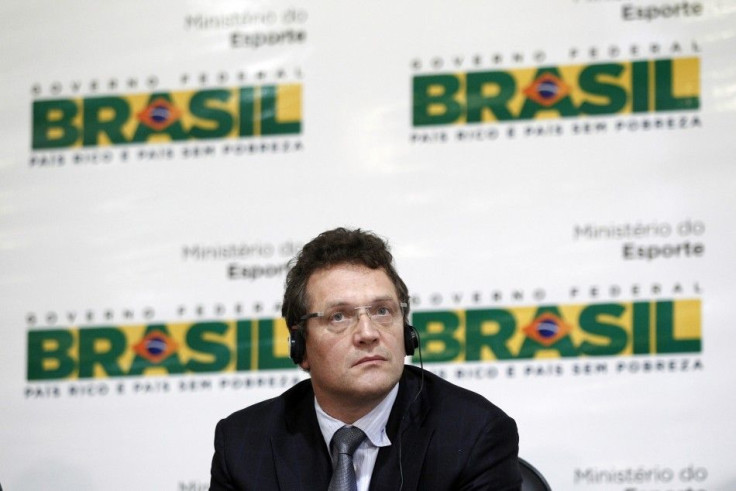 Jerome Valcke attends a news conference about the update on preparations for the 2014 World Cup in Brasilia
