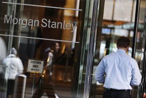 A man walks into the Morgan Stanley offices in New York