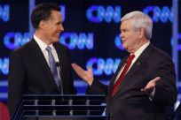 Mitt Romney and Newt Gingrich during the Republican presidential debate
