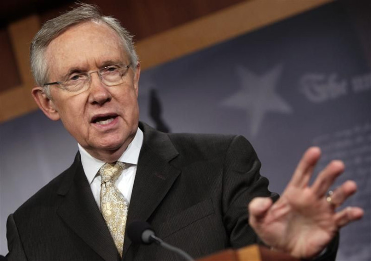 U.S. Senate Majority Leader Reid speaks during his news conference on the payroll tax cut extension in Washington