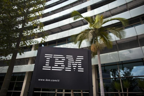 The IBM logo is seen outside the company&#039;s offices in Petah Tikva.