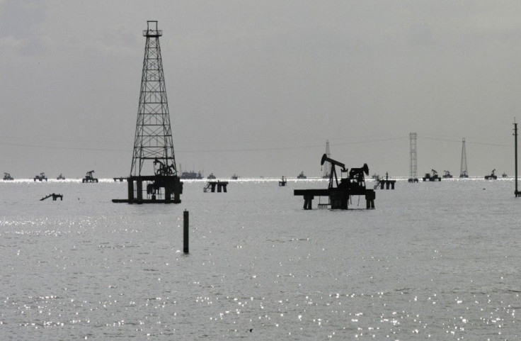 Venezuelan Oil Rigs On Lake Maracaibo In Cabimas, Zulia