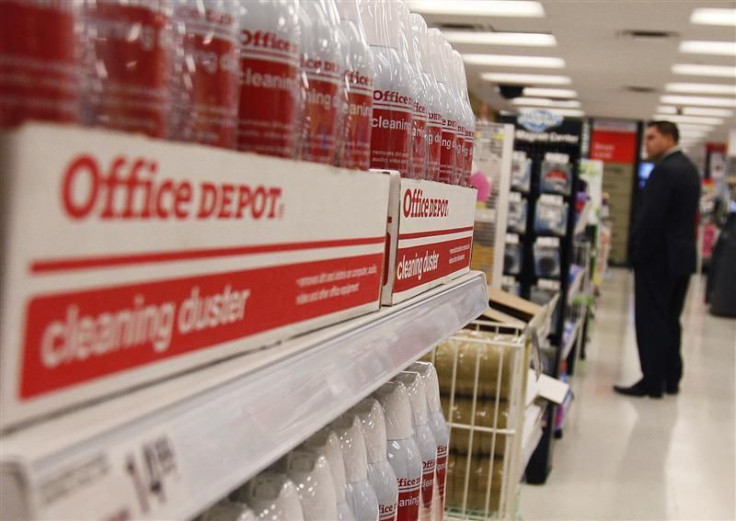 A man shops at an Office Depot store in New Yor