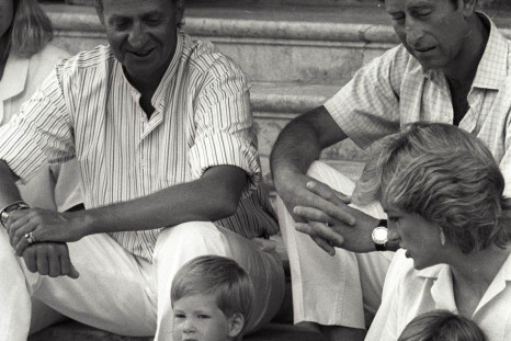 Princess Diana with Prince Charles and King Juan Carlos