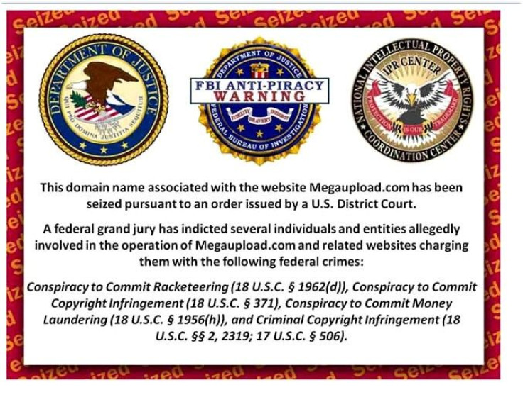 A federal notice posted on the Megaupload site