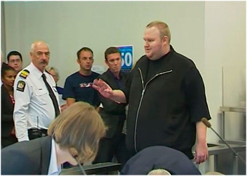 A still image from video shows founder of file-sharing website Megaupload Dotcom at court in Auckland