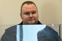 Still image from video shows Megaupload founder Kim Dotcom in Auckland&#039;s North Shore District Court after his arrest