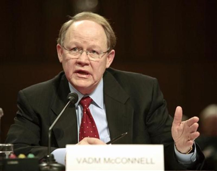 National Intelligence Director McConnell speaks at a Senate Armed Service Committee hearing in Washington