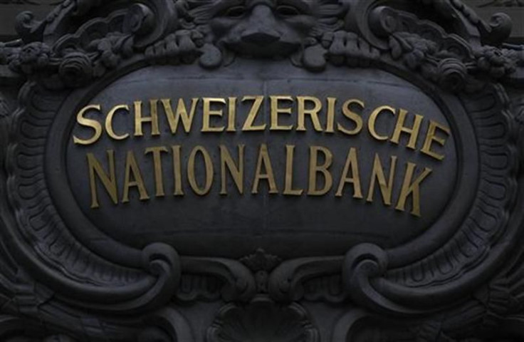 A Swiss National Bank logo is pictured on the SNB building in Bern