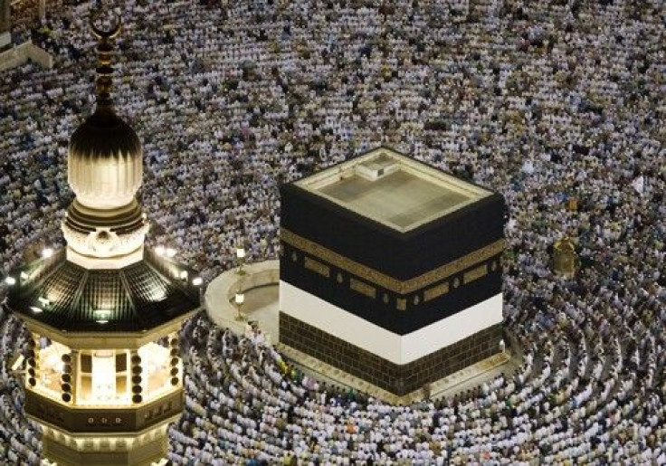 Muslim pilgrims pray around the Kaaba inside the Grand Mosque in the holy city of Mecca