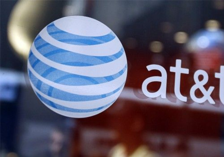 The AT&T logo is seen at their store in Times Square in New York