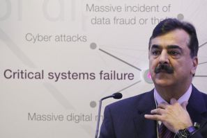 Pakistan Prime Minister Syed Yusuf Raza Gilani attends a session at the World Economic Forum (WEF) in Davos