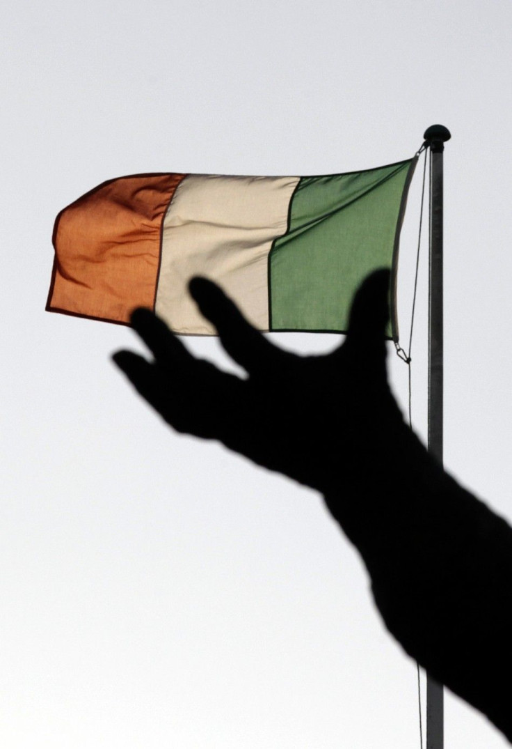 National Flag And Statue On O'Connell Street, Dublin, Ireland