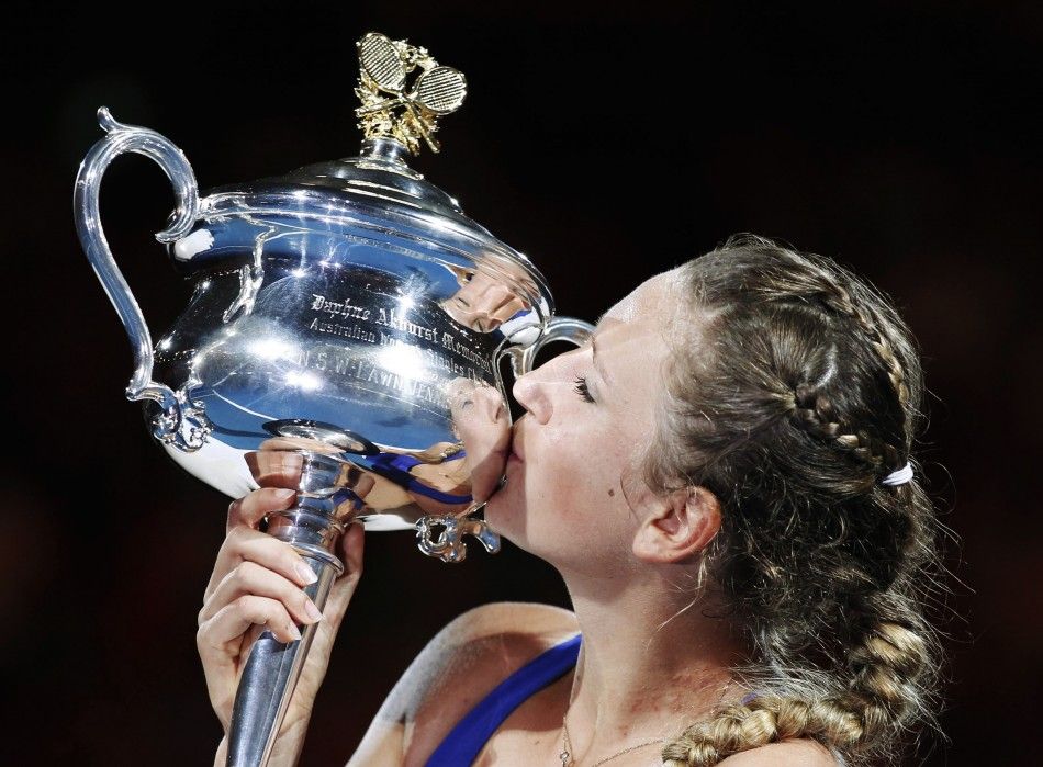 Victoria Azarenka with Her Australian Open Trophy