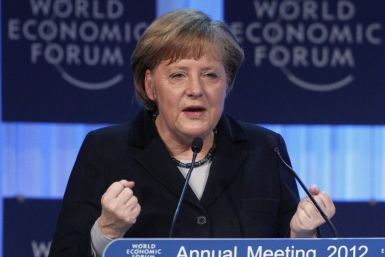 German Chancellor Angela Merkel speaks during the Jan. 25 opening of the Annual Meeting 2012 of the World Economic Forum in Davos, Switzerland.