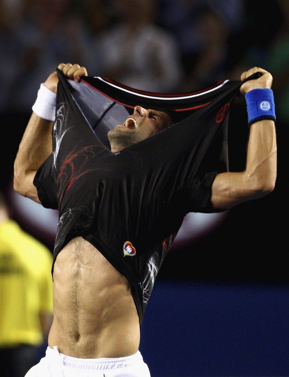 Djokovic celebrates victory