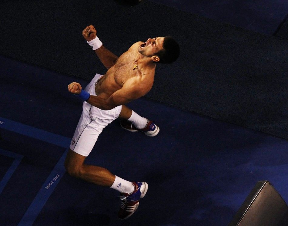 Djokovic celebrates victory