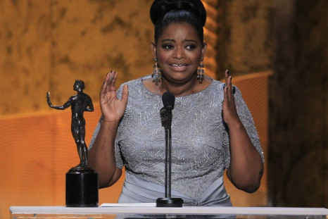 Actress Octavia Spencer accepts the award for outstanding performance by a female actor in a supporting role for &quot;The Help&quot;, at the 18th annual Screen Actors Guild Awards in Los Angeles, California January 29, 2012.