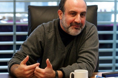 Nassim Taleb speaks to reporters at the Reuters Finance Summit in New York