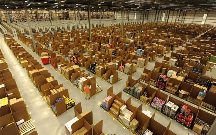 Work is carried out at Amazon's new fulfilment centre after it was opened by Scotland's First Minister Alex Salmond in Dunfermline