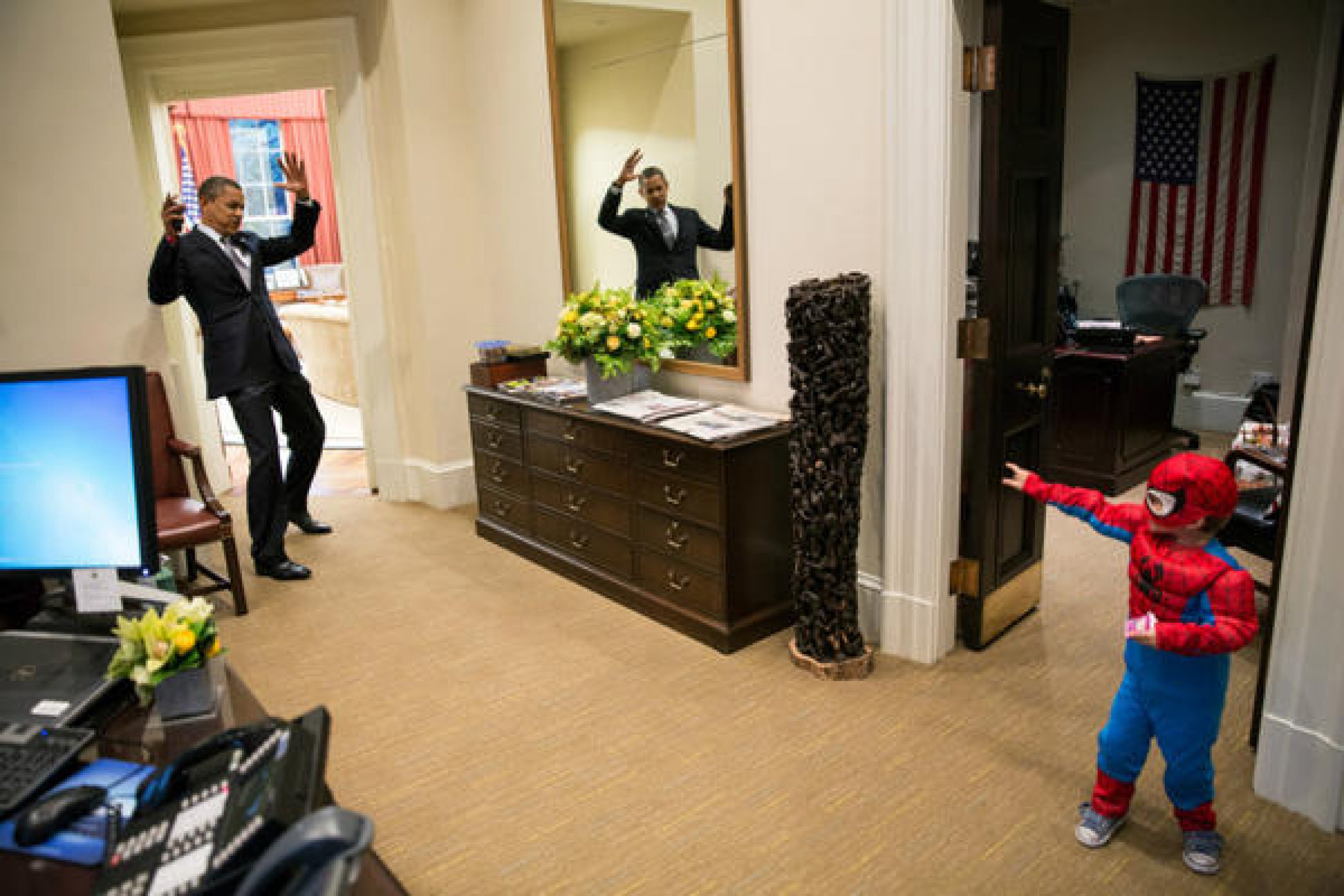 President Obama Gets Caught By Spiderman