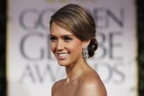 Actress Jessica Alba arrives at the 69th annual Golden Globe Awards in Beverly Hills, California