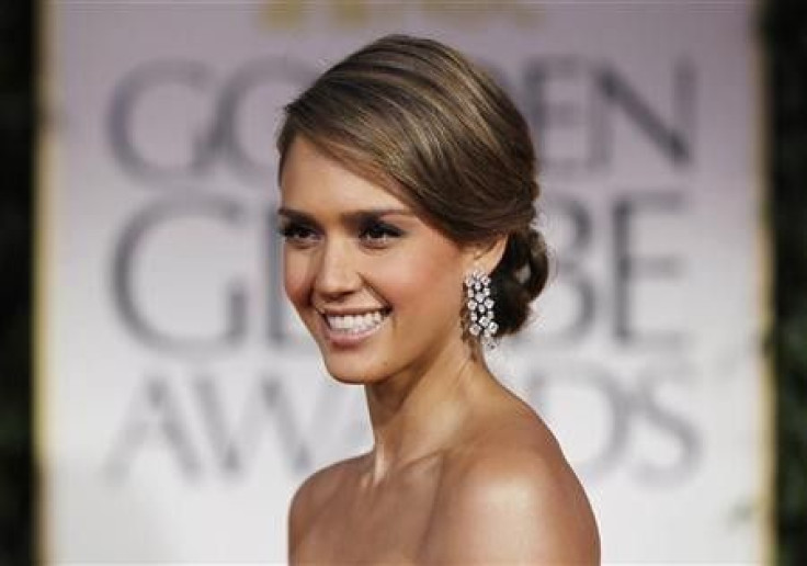 Actress Jessica Alba arrives at the 69th annual Golden Globe Awards in Beverly Hills, California