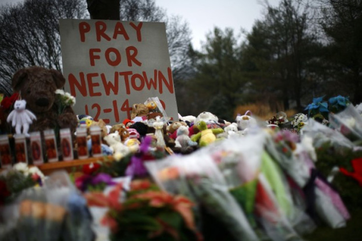 A Makeshift Memorial in Sandy Hook Square