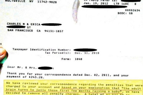 IRS Refund accept excuse that mother's &quot;brain turned to Jello' removing fine