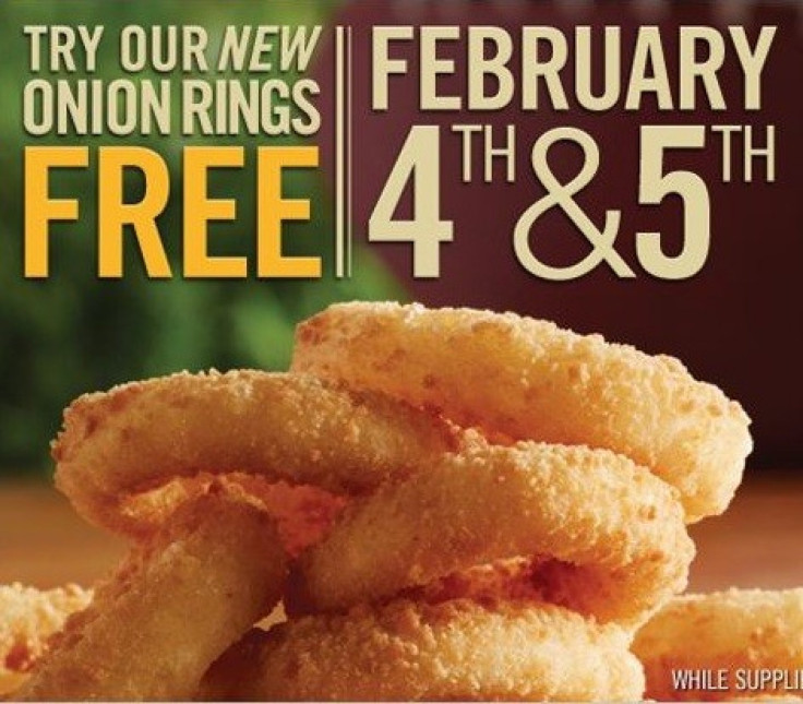 To help celebrate Super Bowl weekend, Burger King is giving away onion rings for free on Feb. 4 and 5. Each visitor will receive a free value-sized order of onion rings per visit.