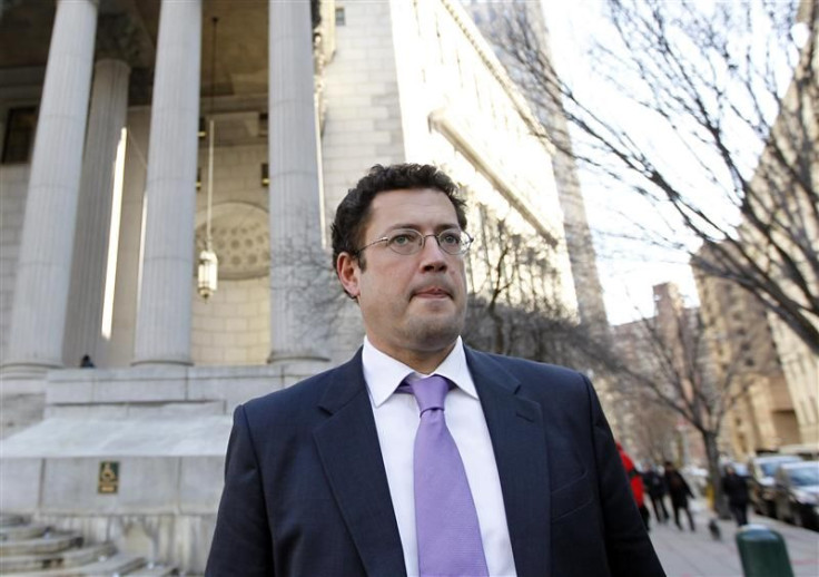 Former Credit Suisse employee David Higgs walks away after appearing in United States Court in the Manhattan borough of New York